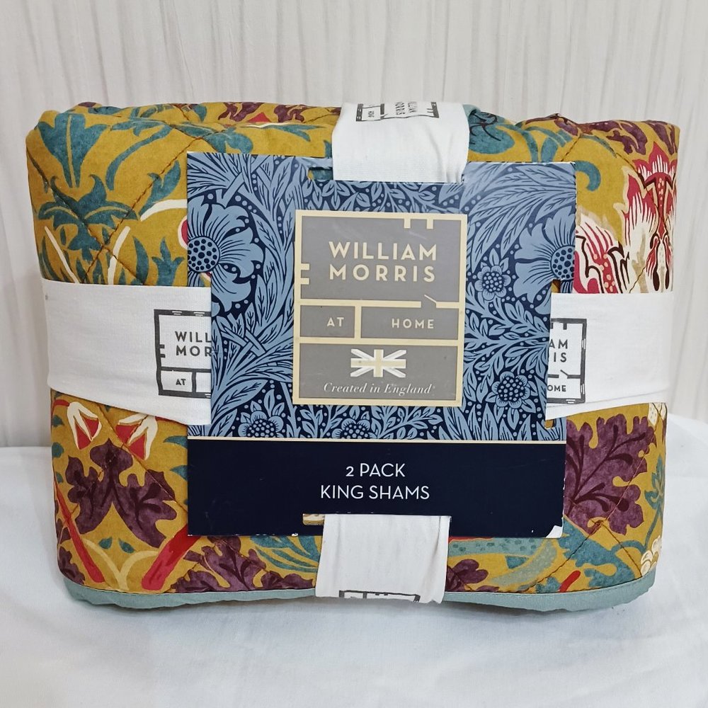 New William Morris Strawberry Thief Ochre Pack of 2 King Shams 20 x 40